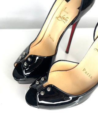 Christian Louboutin Predupeep 150 Black Patent Leather Platform Heels 37 UK4