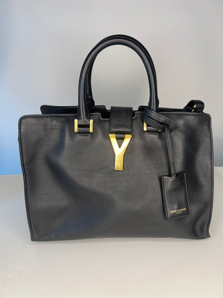 Yves Saint Laurent Small Cabas ChYc Black Leather Satchel Handbag
