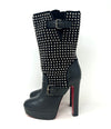 Christian Louboutin Marisa 140 Black Leather Studded Platform Boots 37 UK 4