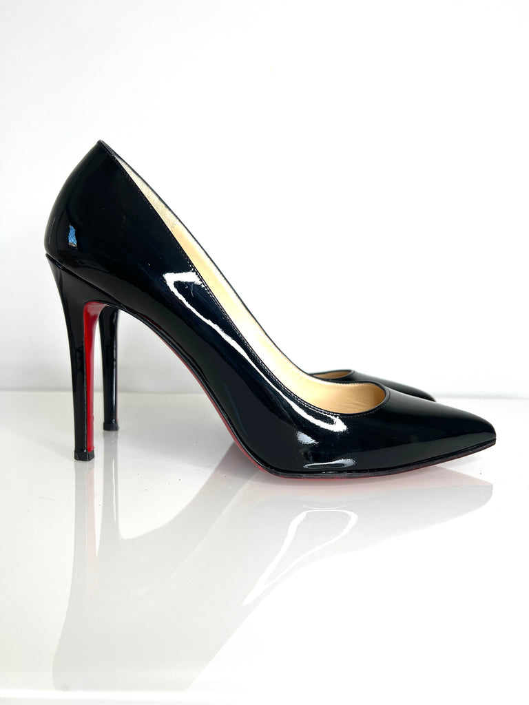 Christian Louboutin Pigalle 100 Black Patent Heels 39.5 UK6.5