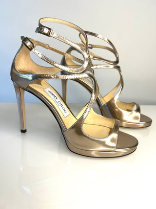 Jimmy Choo Lance 100 Ballet Pink Leather Sandals 37 UK4