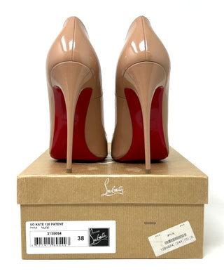 Christian Louboutin So Kate 120 Nude Patent Leather Pump Heels 38 UK 5