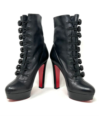 Christian Louboutin Black Leather Ankle Boots 