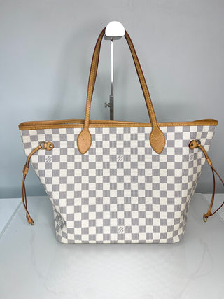 Louis Vuitton Neverfull MM Damier Azur Tote Bag & Matching Pouch