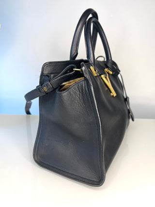 Yves Saint Laurent Small Cabas ChYc Black Leather Satchel Handbag