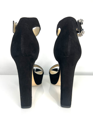 Jimmy Choo Mionne 120 Black Suede Platform Sandals 40 UK7
