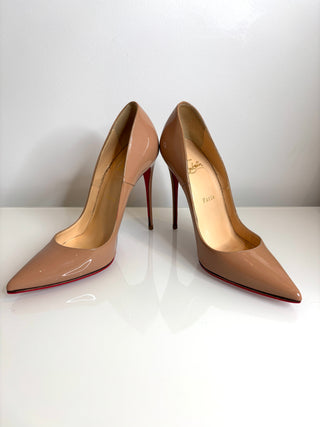 Christian Louboutin So Kate 120 Nude Patent Heels 39.5 UK6.5