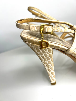 Christian Dior Croc-Effect & Orange Jewel Sandals – Size 36 / UK 3