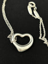 Tiffany & Co Open Heart Silver Pendant Necklace With Diamonds