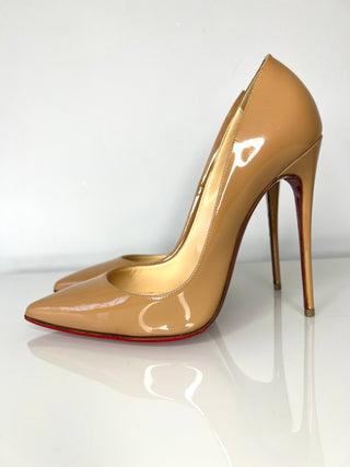 Christian Louboutin So Kate 120 Nude Patent Heels 38 UK5