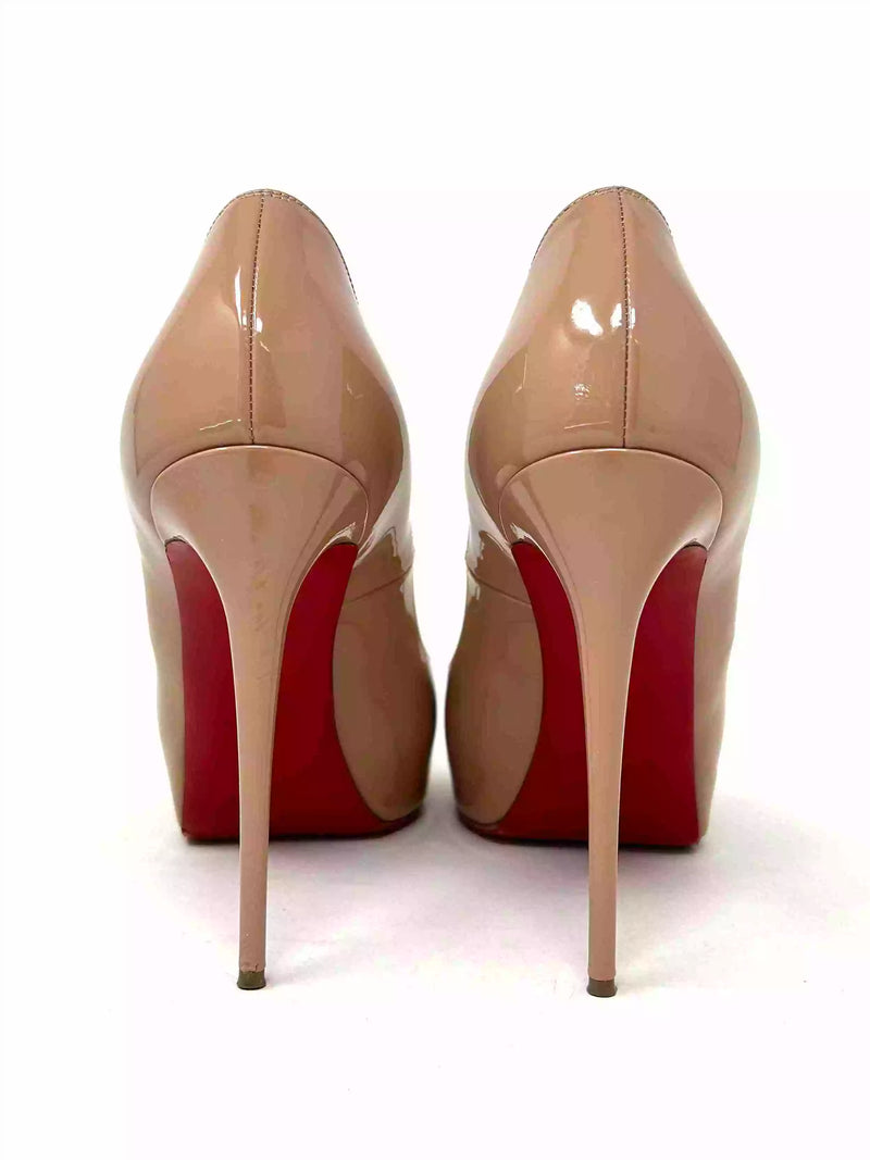 Christian Louboutin New Very Prive 120 Nude Patent Platform Heels 39.5 UK 6.5