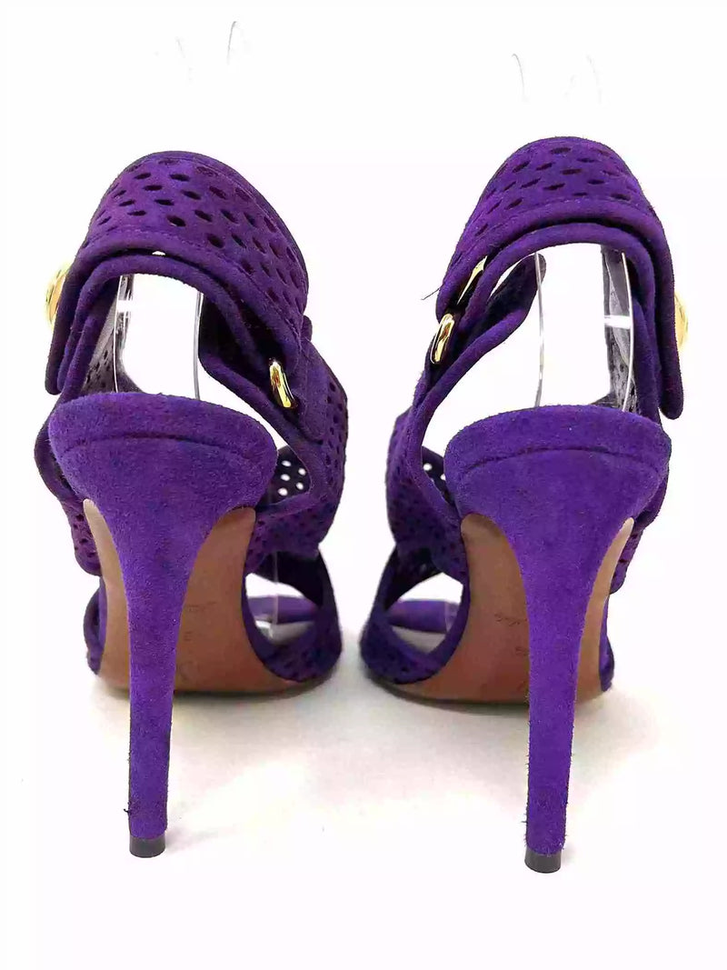 Louis Vuitton Purple Suede Perforated Open Toe Sandals 36.5 UK 3.5