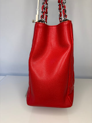 Chanel Preloved GST Red Caviar Leather Grand Shopper Bag