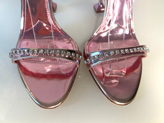 Miu Miu Metallic Pink Crystal-Embellished Sandals – Size 37 UK 4