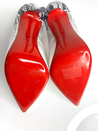Christian Louboutin So Kate 120 Roccia Snakeprint White Degrade Patent Leather Heels 36.5 UK3.5
