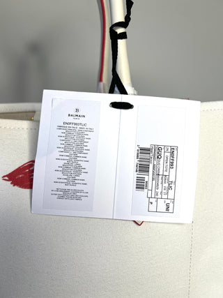 Balmain B-Army Lipstick Pint Off-White Canvas Tote Bag