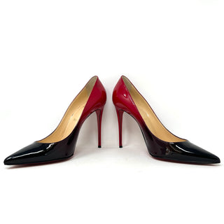 Christian Louboutin Kate 100 Black Red Degrade Patent Leather Pump Heels 41 UK 8