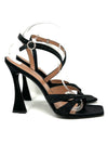 D’Accori Black Crystal Embellished Satin Heel Sandals 