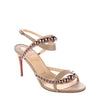 Christian Louboutin Nude Leather Bronze Rose Stud Heel Sandals