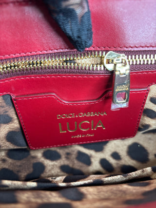 Dolce & Gabbana Lucia  Studded Burgundy Velvet Shoulder Bag