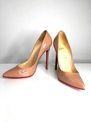 Christian Louboutin Pigalle 120 Nude Patent Heels 39.5 UK6.5