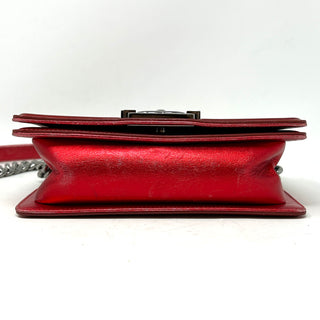 Chanel Small Metallic Red Patent Boy Bag