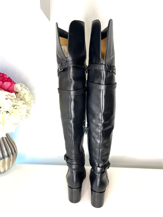 Christian Louboutin Preloved Karialta 70 Black Leather Over-The-Knee Boots 39 UK6