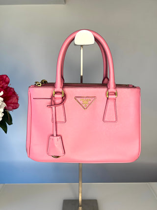 Prada Galleria Pink handbag with gold accents 