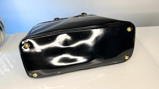 Prada Black Spazzolato Patent Leather Parabole Tote Bag