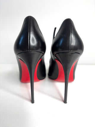 Christian Louboutin Olavague 100 Black Leather Flame Heels 40 UK7