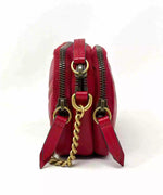 Gucci Marmont Matelasse Red Leather Triple Zip Mini Cross-Body Bag