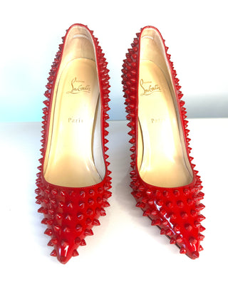 Christian Louboutin Pigalle Spikes 100 Red Patent Leather Heels – Size 41 UK 8