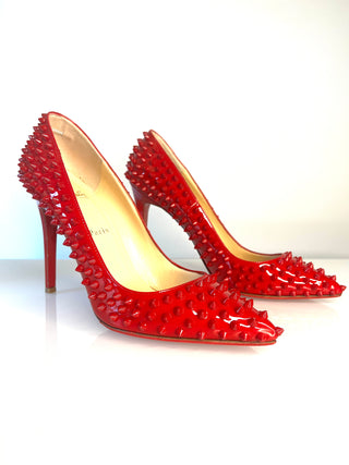 Christian Louboutin Pigalle Spikes 100 Red Patent Leather Heels – Size 41 UK 8