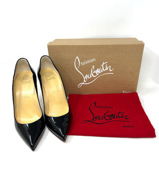 Christian Louboutin Hot Chick 100 Black Patent Leather Pump Heels 38 UK 5