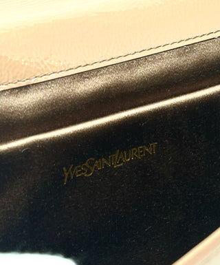 Yves Saint Laurent Camel Brown Patent Leather Clutch Bag