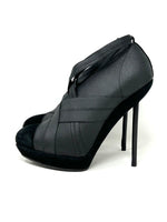 Yves Saint Laurent Black Elastic Bandage Suede Heel Boots