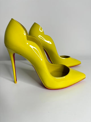 Christian Louboutin Hot Chick 100 Citrus Yellow Patent Leather Heels 38.5 UK5.5