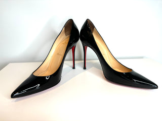 Christian Louboutin Kate 100 Black Patent Leather Heels 40.5 UK7.5