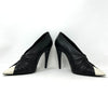 Saint Laurent Vivi 110 Black Leather White Toe Ruched Pump Heels 41.5 UK 8.5