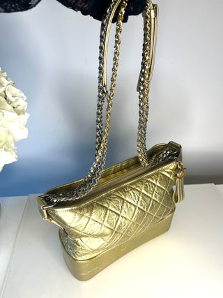 Chanel Gabrielle Medium Metallic Gold Quilted Hobo Bag – Circa 2017