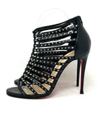 Christian Louboutin Black Leather Caged Spike Strap Heels