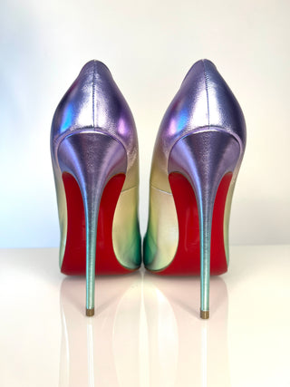Christian Louboutin So Kate 120 Metallic Multi Degrade Leather Heels 39.5 UK6.5