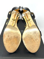 Versace Black Leather Medusa Medal Studded Heel Sandals
