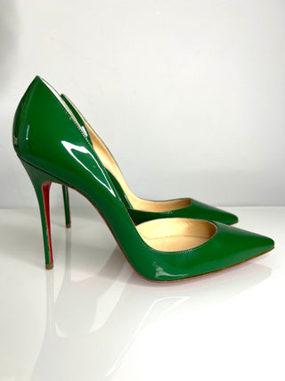 Christian Louboutin Iriza 100 Green Patent Leather Heels 39.5 UK6.5