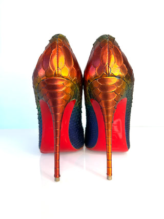 Christian Louboutin So Kate 120 Rainbow Python Ombre Heels 38 UK5