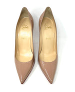 Christian Louboutin Decollete 554 100 Nude Patent Leather Pump Heels 40.5 UK 7.5