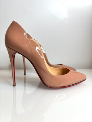 Christian Louboutin Hot Chick 100 Nude Patent Heels 39 UK6