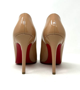 Christian Louboutin Pigalle 100 Nude Patent Leather Pump Heels 39.5 UK 6.5