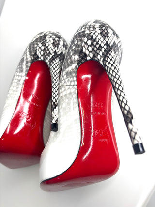 Christian Louboutin So Kate 120 Roccia Snakeprint White Degrade Patent Leather Heels