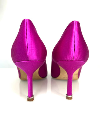 Manolo Blahnik Preloved Hangisi 70 Crystal-Embellished Fuchsia Pink Pumps Heels 35 UK2